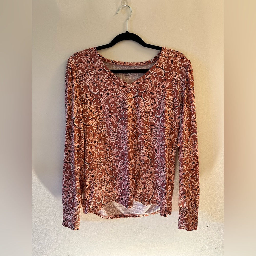 NWOT Ann Taylor Loft Long Sleeve Paisley Top